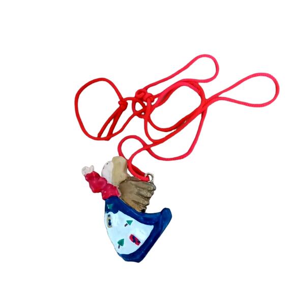 Christmas Holiday Jewelry Set Necklace Earrings Angel Bear Tree Pin Kitsch - Picture 3 of 13